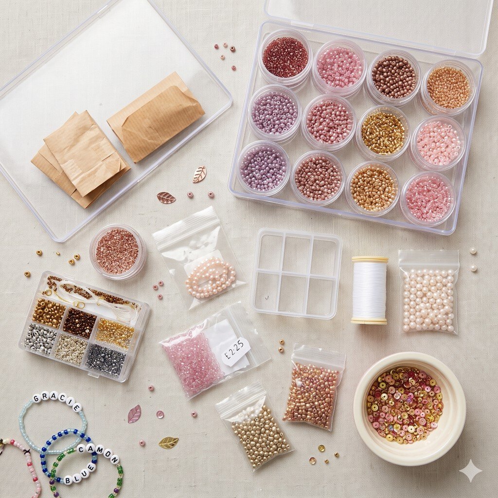 Handmade beaded bracelets and craft accessories
